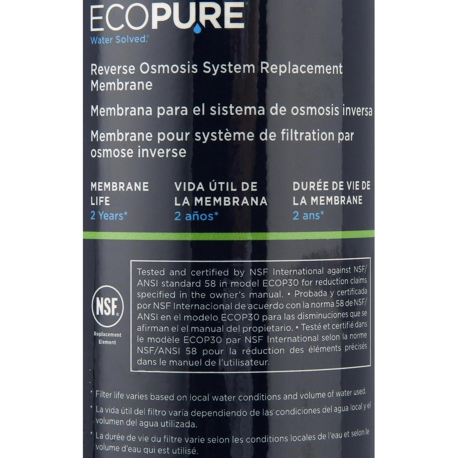 EcoPure ECOROM Reverse Osmosis Under Sink Replacement Water Membrane