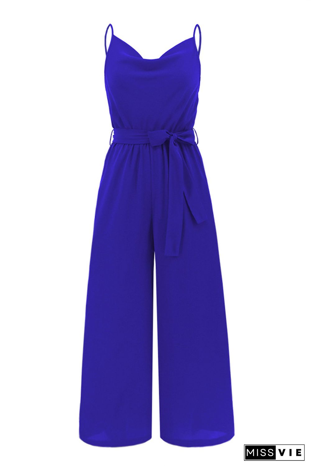 Swing Collar Wide Leg Cami Jumpsuit