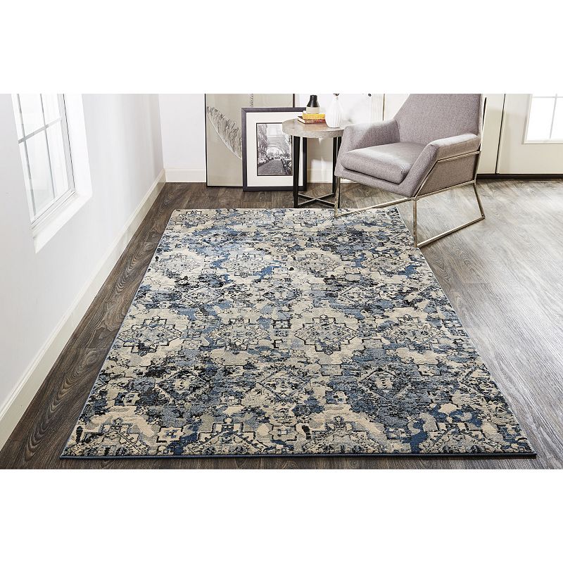 Weave and Wander Tullamore Blue Ornamental Area Rug