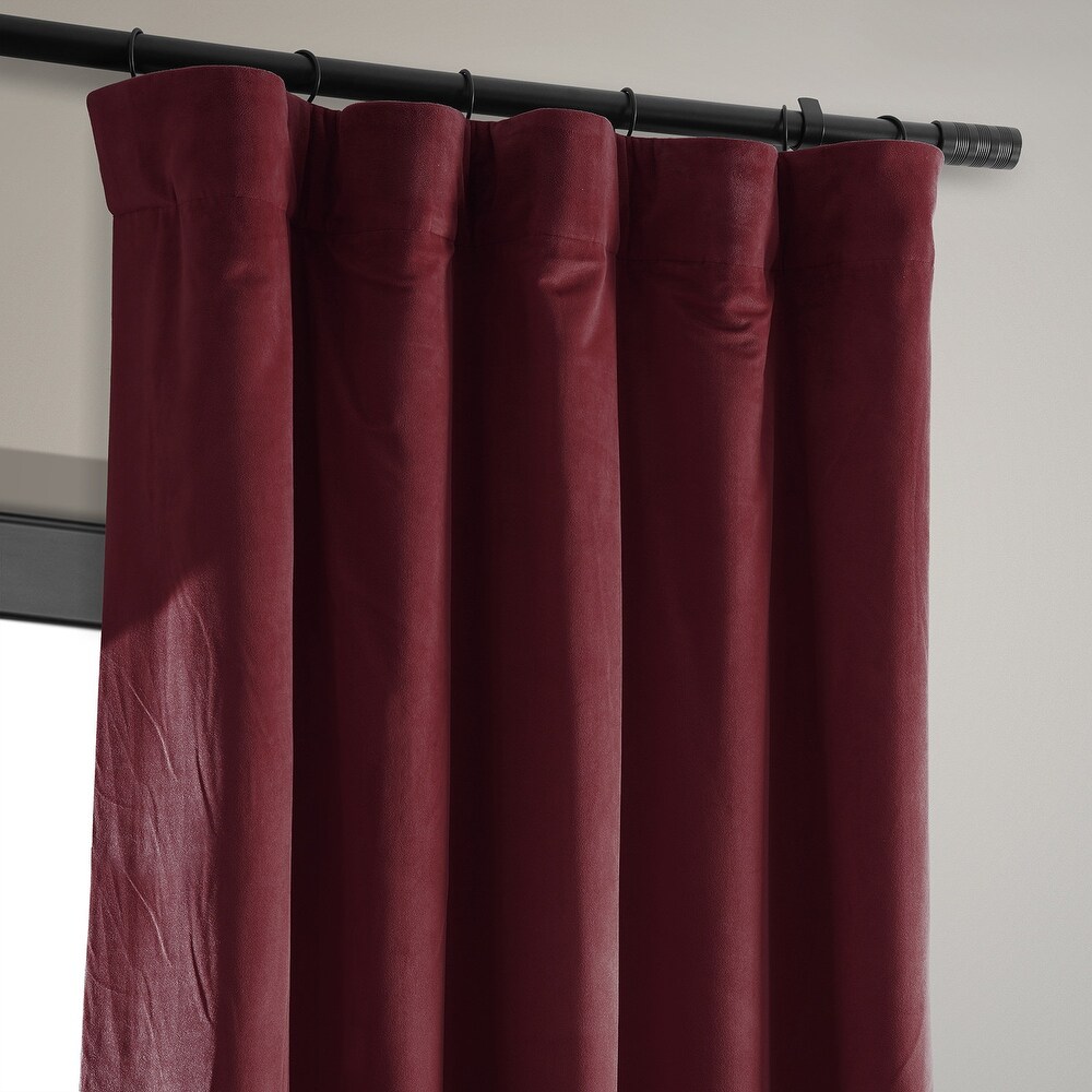 Exclusive Fabrics Signature Burgundy Velvet Blackout Curtain (1 Panel)   Luxurious Blackout Drapery for Elegant Décor