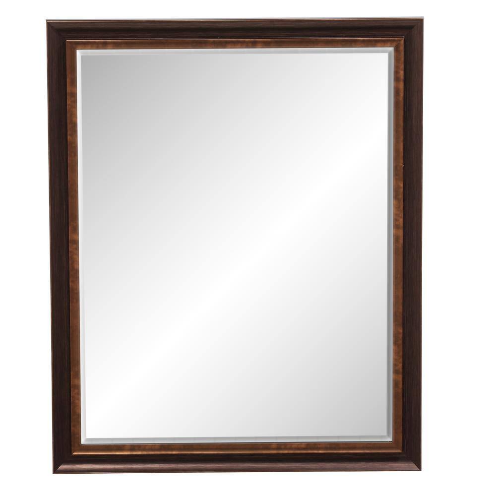 Deco Mirror 26 in. W x 32 in. H Framed Rectangular Beveled Edge Bathroom Vanity Mirror in Oil rubbed bronze 8923