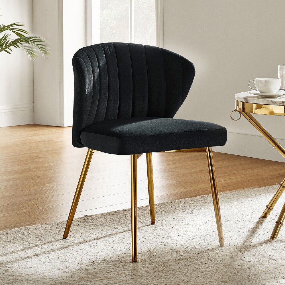 Luna Modern Glam Upholstered Tufted Back Side Accent Dining Chair with Small Base by HULALA HOME