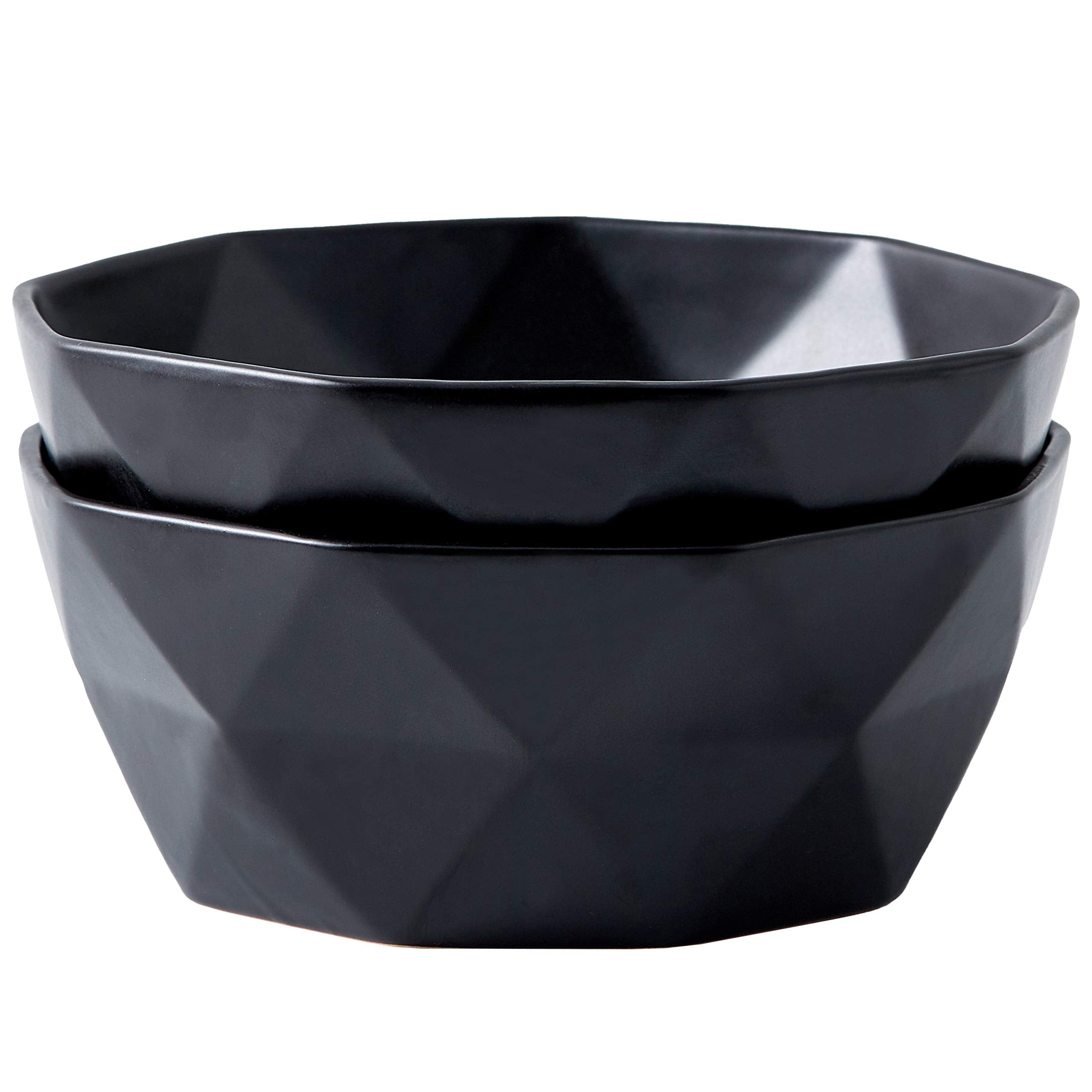 Set Of 2 Premium Ceramic Geometric Large Salad Serving Bowls (60 Oz) Oven Safe. For Family