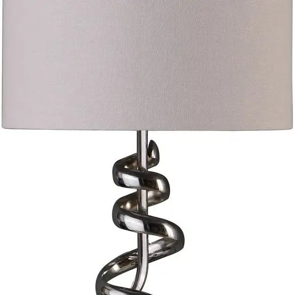 Table Lamp with Curved Abstract Metal Base， Silver