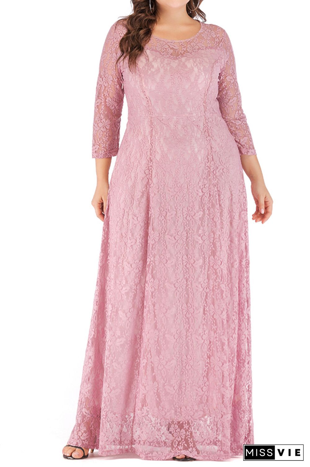 Plus Size Long Maxi Lace Dress