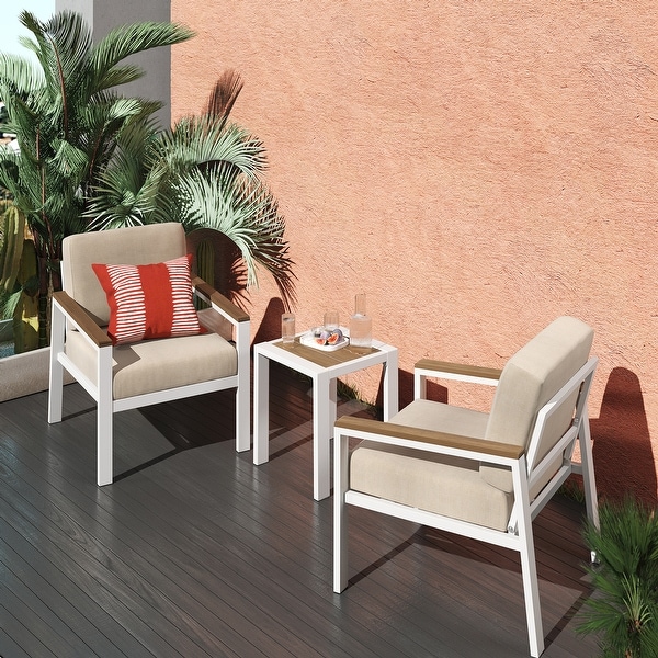 Priage by ZINUS Aluminum and Poly Lumber Outdoor 3 Piece Chat Set