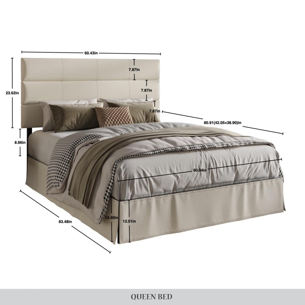 CraftPorch Contemporary Woven Linen Fabric Upholstered Platform Bed