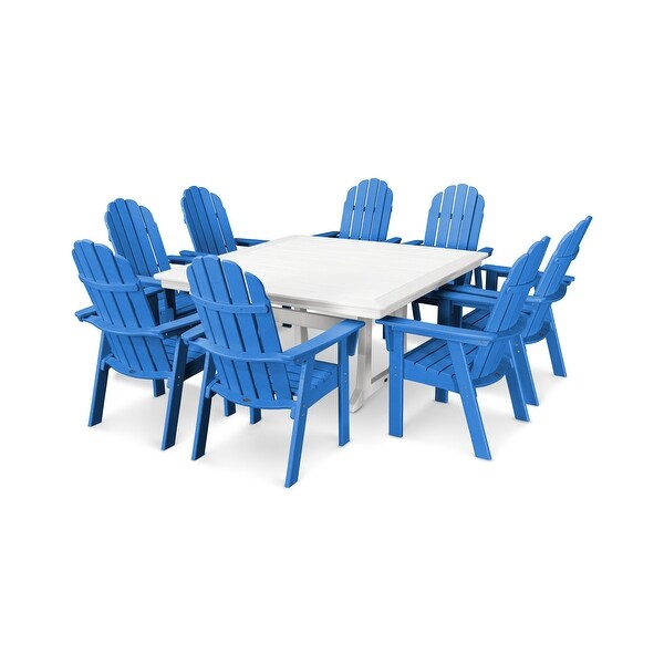 POLYWOOD Vineyard Adirondack 9Piece Nautical Trestle Dining Set