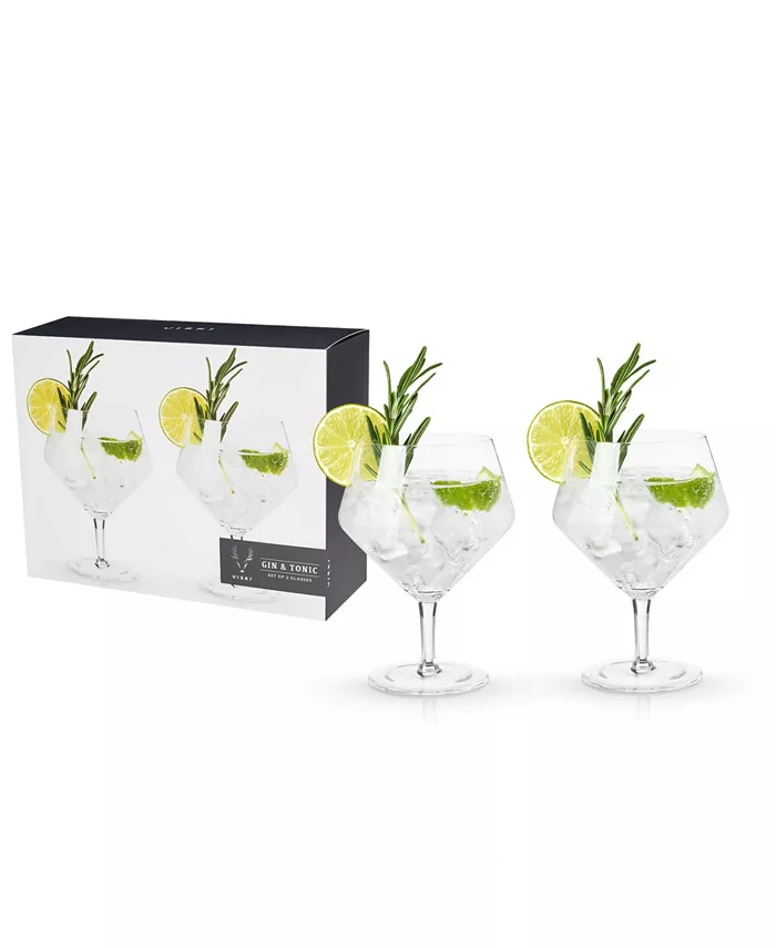 Viski Raye Angled Gin and Tonic Crystal Glasses Set of 2 14 Oz