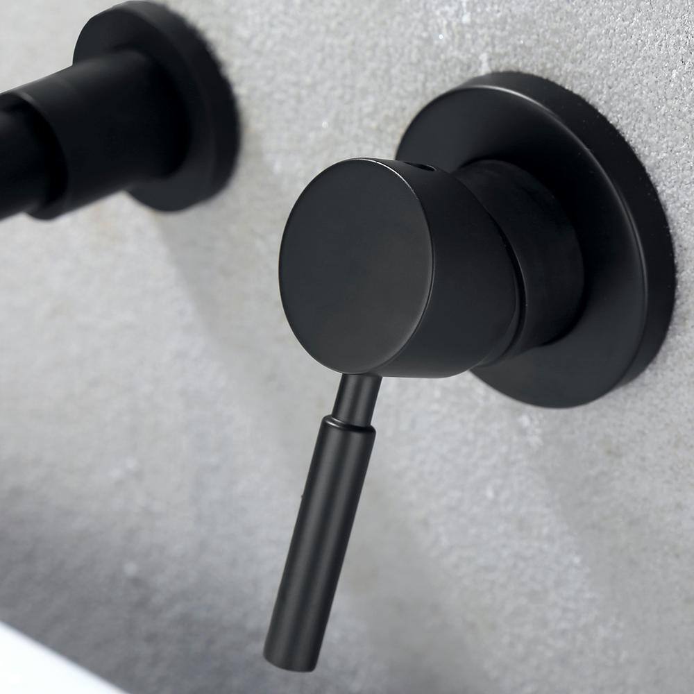 WELLFOR Single-Handle Wall Mount Bathroom Faucet in Matte Black WB-FA055MB