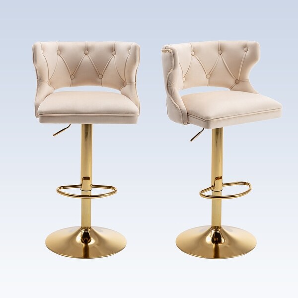 Modern 2PCS Bar Stools With Back and Footrest Counter Height