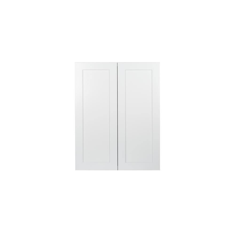 Plywell Ready to Assemble 24x30x12 in. Shaker Double Door Wall Cabinet with 2-Shelf in White SWxW2430