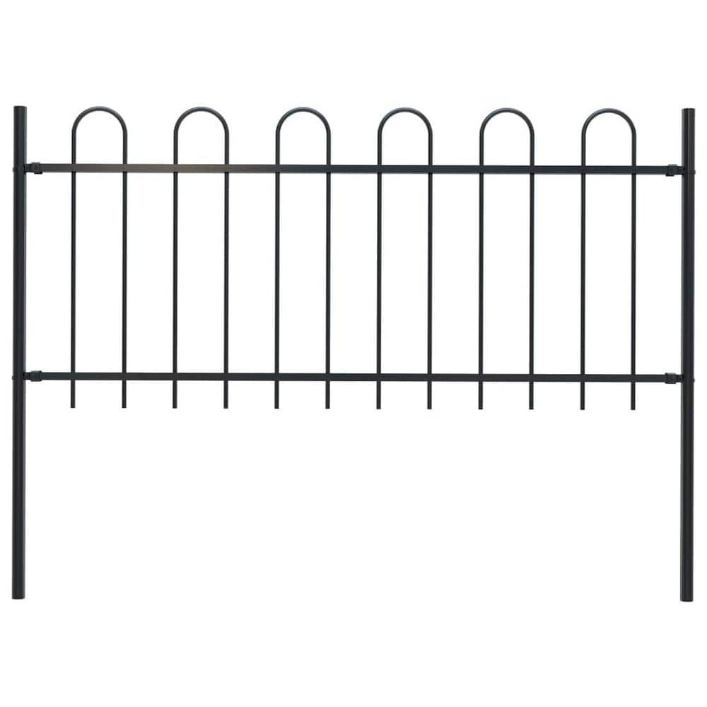 Afoxsos 66.9 in. L x 59.1 in. H Black Steel Garden Fence with Hoop Top HDDB2003