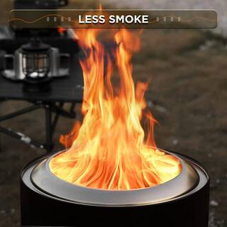 TURBRO 19 in. Smokeless Fire Pit for Outdoor Wood Burning Portable Stainless Steel Stove with Stand Nested Design Black Pluto R19 BK