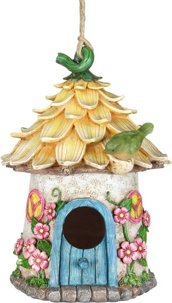 Exhart Solar Hand Painted Fairy House Hanging Bird House