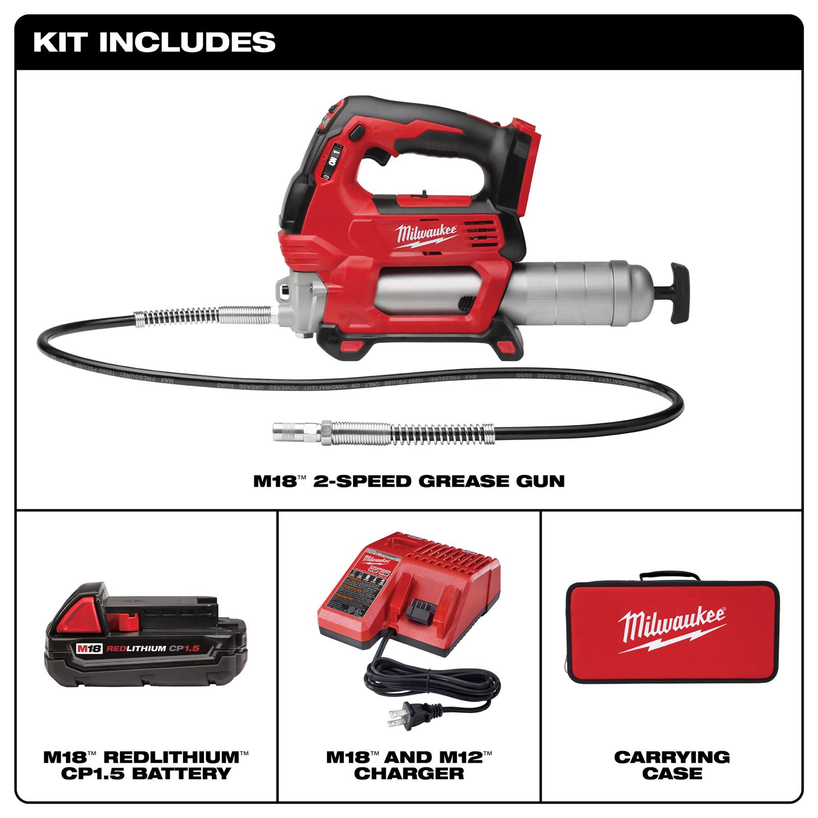 Milwaukee Tool 2646-21CT Milwaukee M18 Cordless 2-Speed Grease Guns