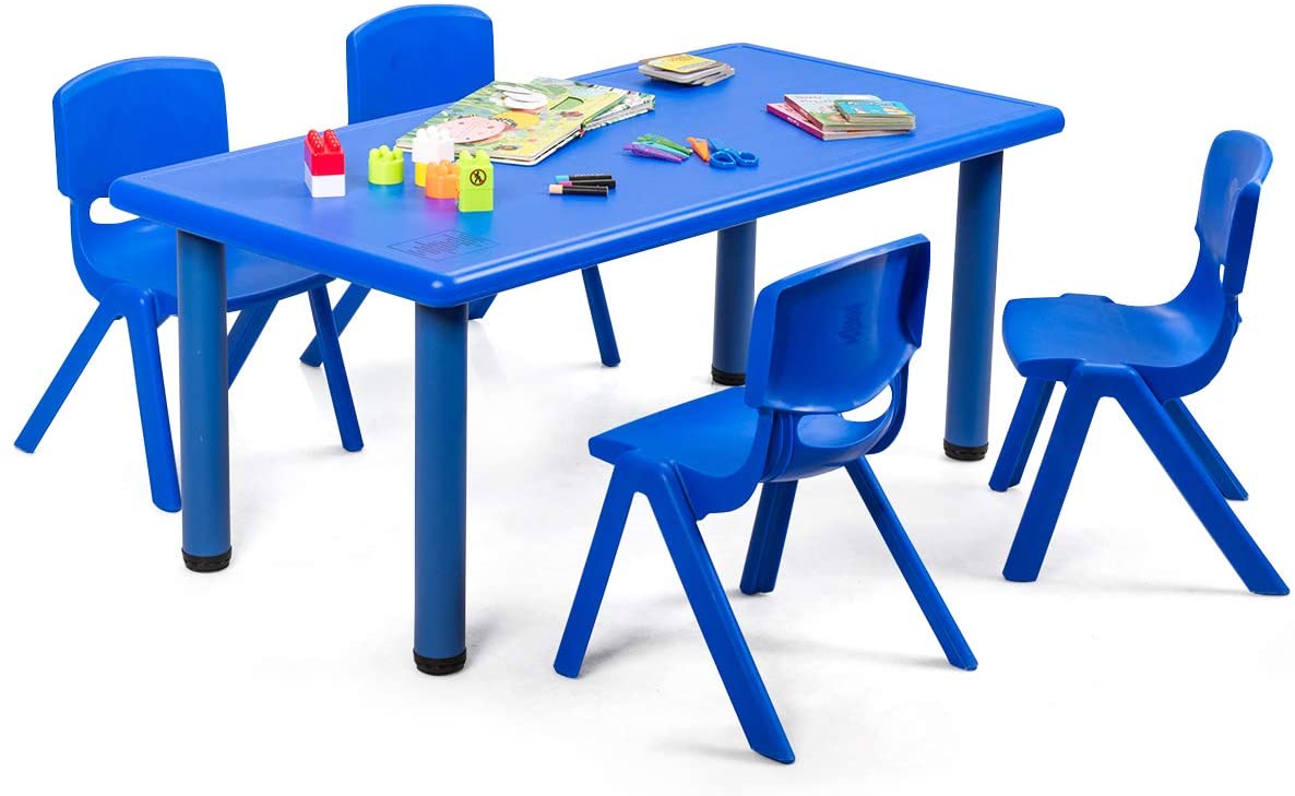 Kids Table and Chair Set, 4 Pcs Stackable Chairs