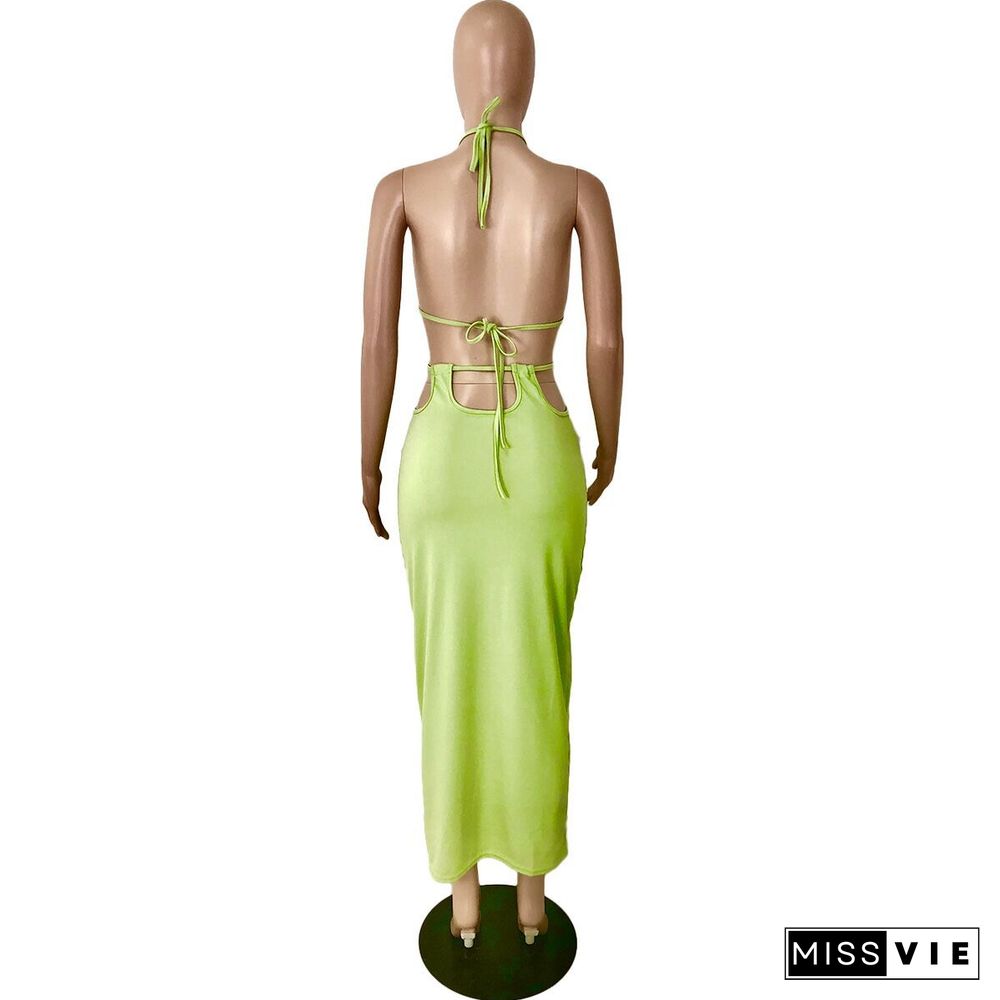 Backless Halter Maxi Dresses