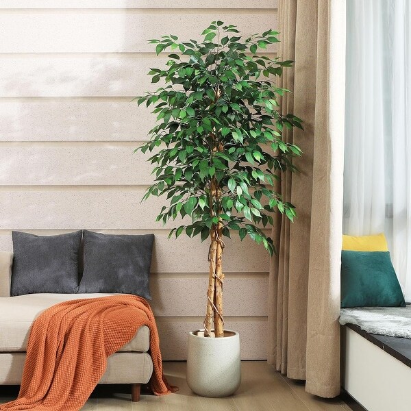 6ft Artificial Ficus Tree with Natural Wood Trunk