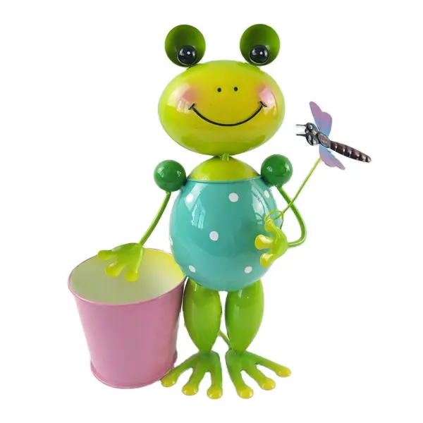 Hot selling garden decorative metal flowers pot standing by adorable cute animal