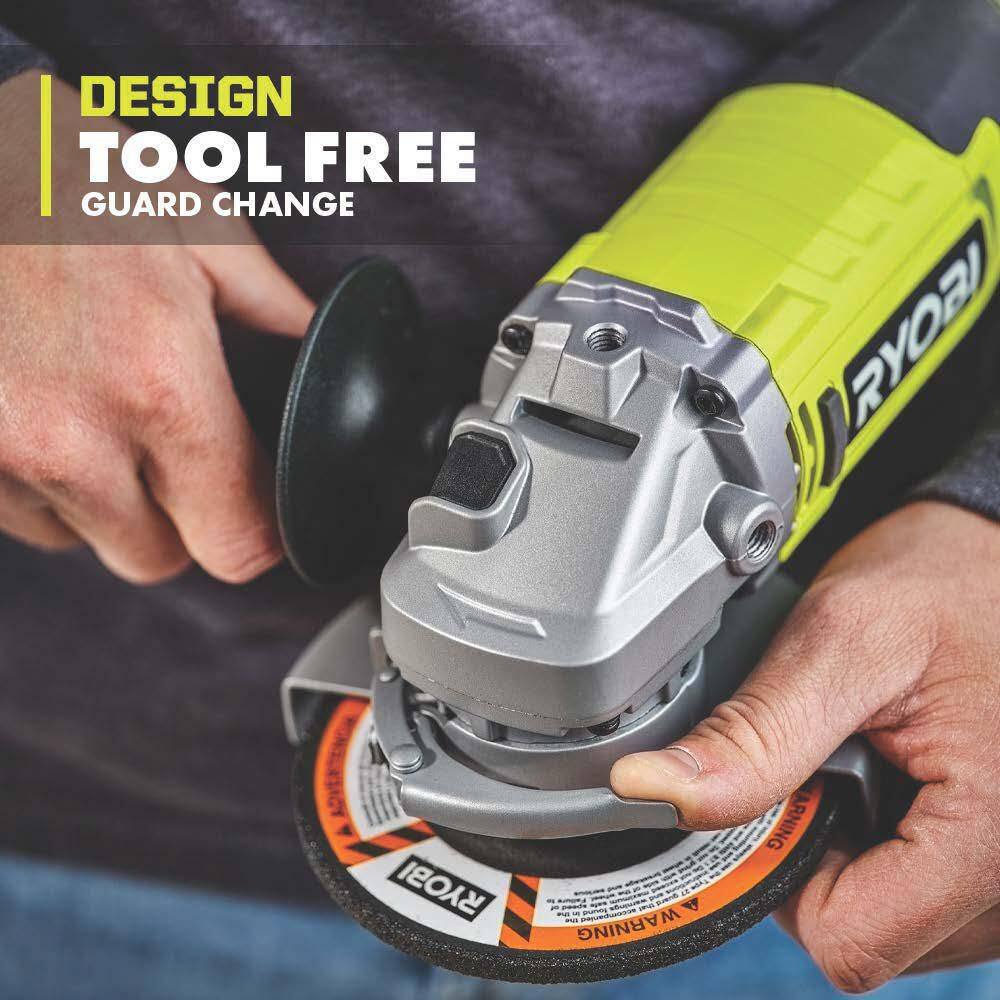 RYOBI ONE+ 18V Cordless 4-12 in. Angle Grinder Kit with 4.0 Ah Battery and Charger PCL445K1