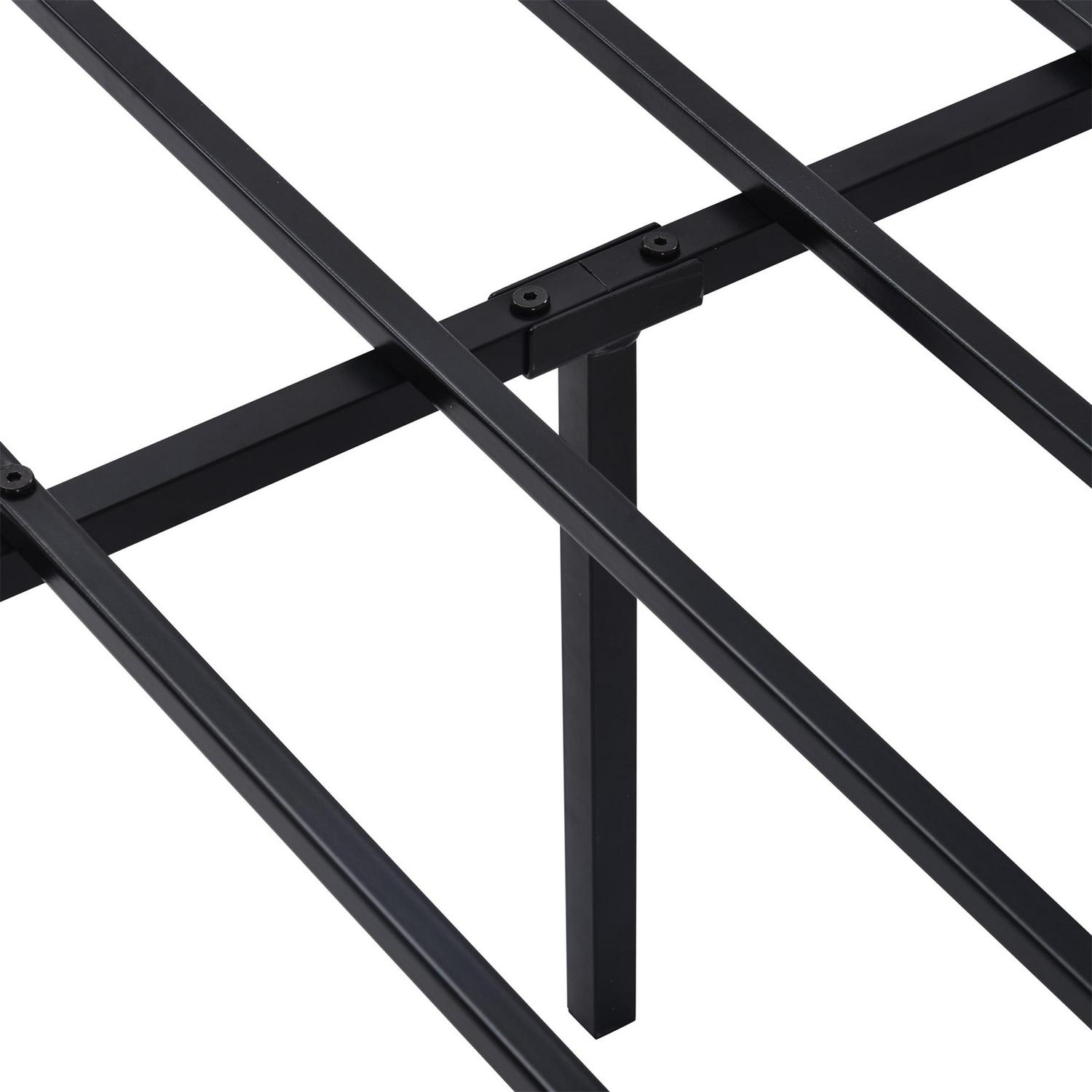 Aukfa Full Size Bed Frame- Metal Platform Bed with Headboard- Premium Steel Slat Support- Black