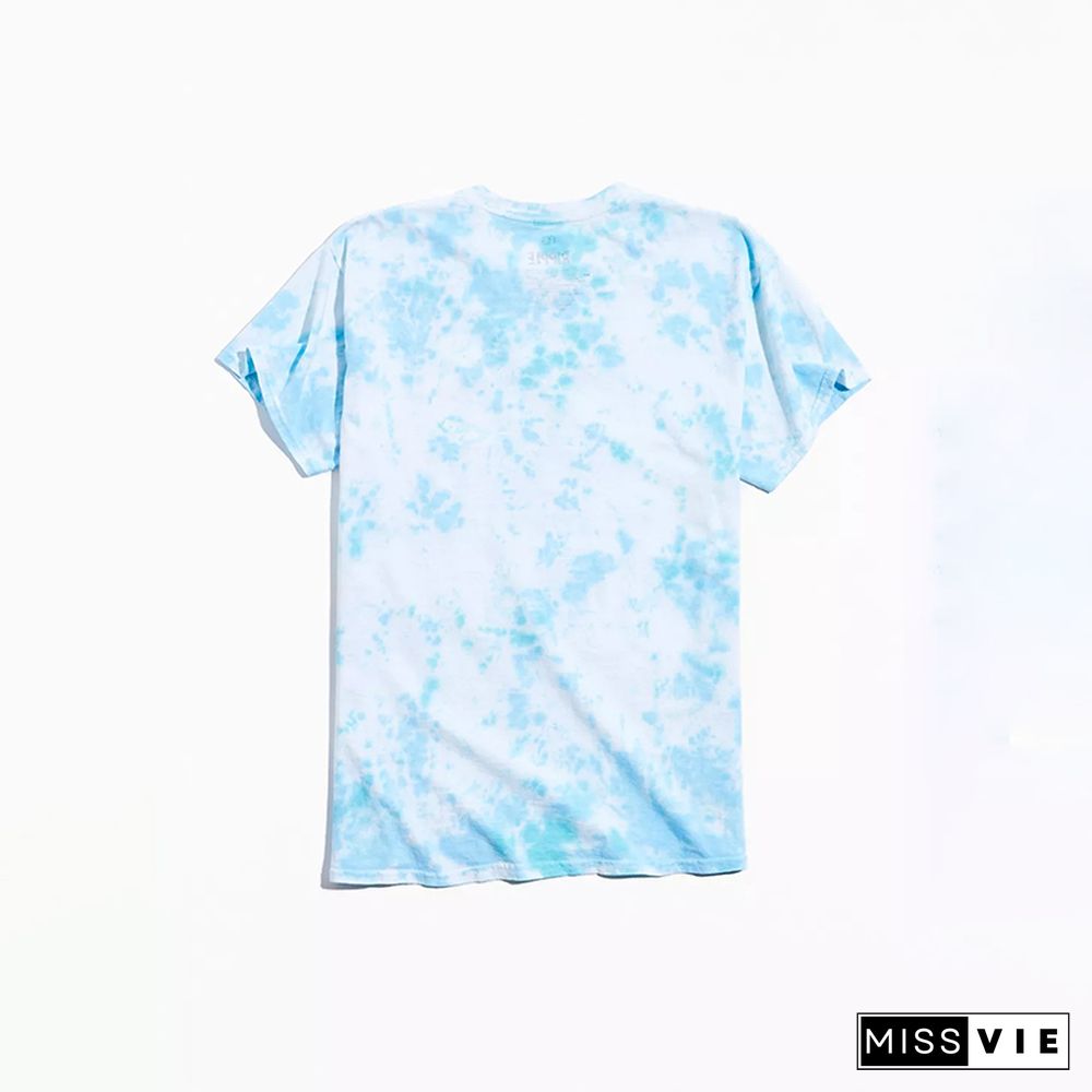 Men Tie Dye Round Neck Letter Tee