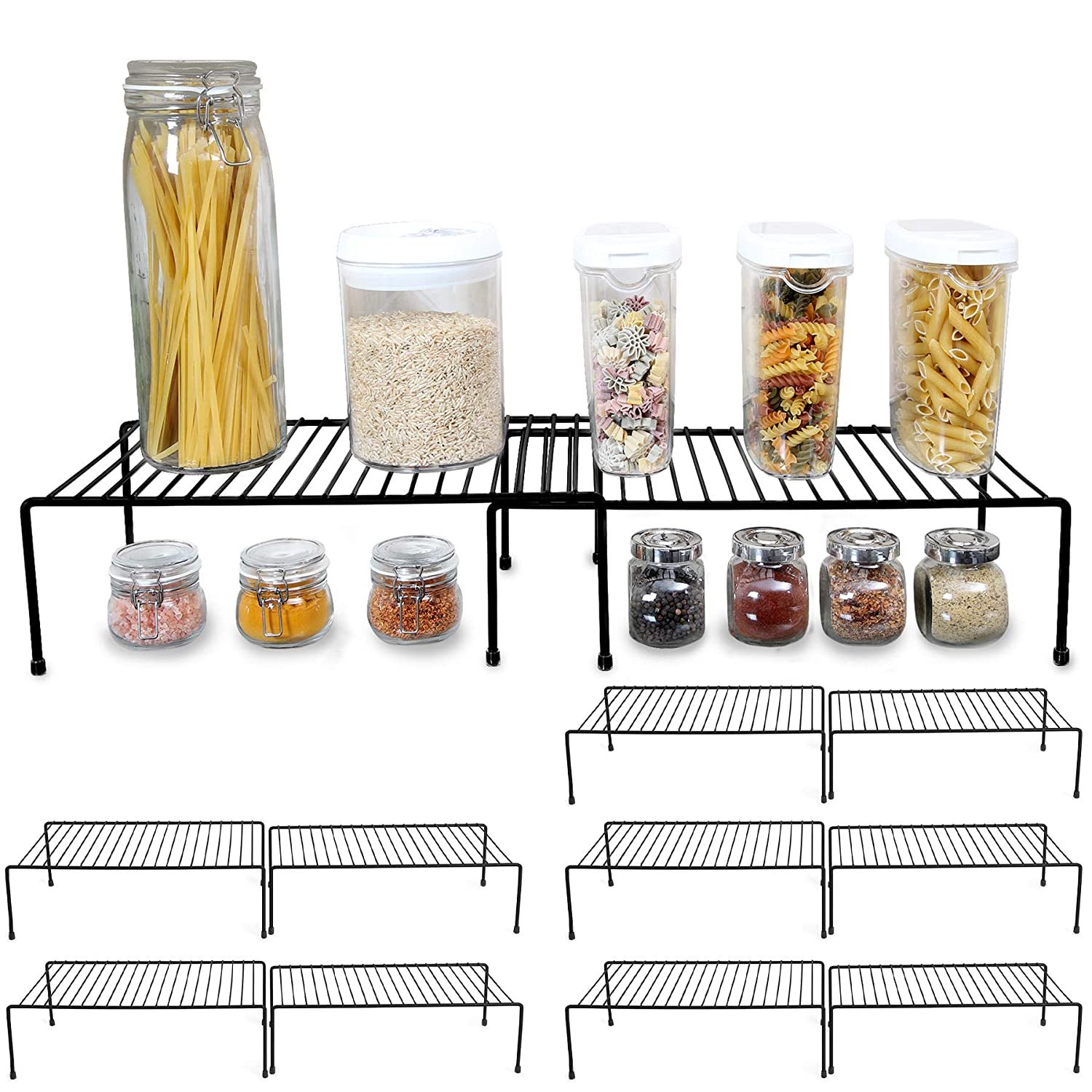 Expandable Storage Rack - Set Of 6 - Metal Wire - Kitchen Counter， Bathroom Medicine Organ