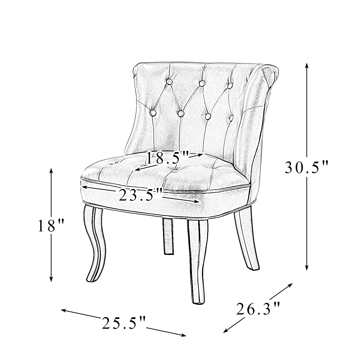 14 Karat Home  Wooden Upholstered Tufted  Side Chair set of 2 with Cabriole Legs and Button-Tufted for Bedroom in Camel