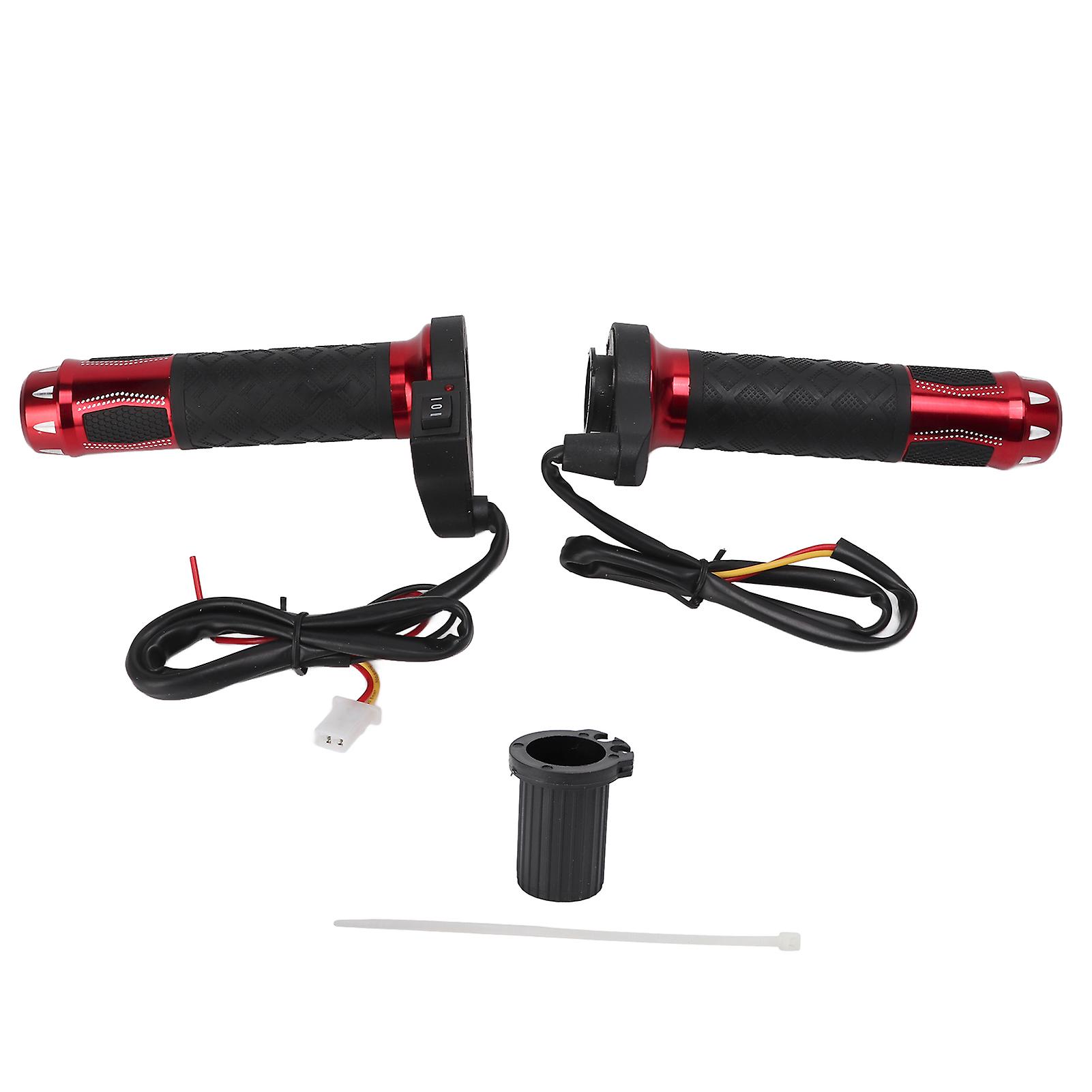 2pcs 22mm/0.87in Electric Heated Grips Aluminium Alloy Winter Hands Warmer For Motorcycle Bike Handlebar 12v14vred