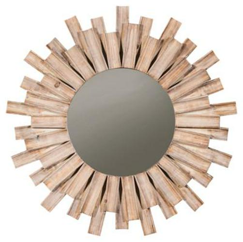 Signature Design by Ashley Donata Wall Mirror， 32 x 32 In， Natural Wood Finish