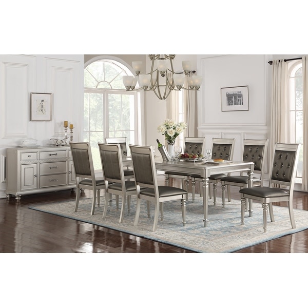 Silver Accent Tufted Upholstered Chairs Set of 2 Dining Side Chairs