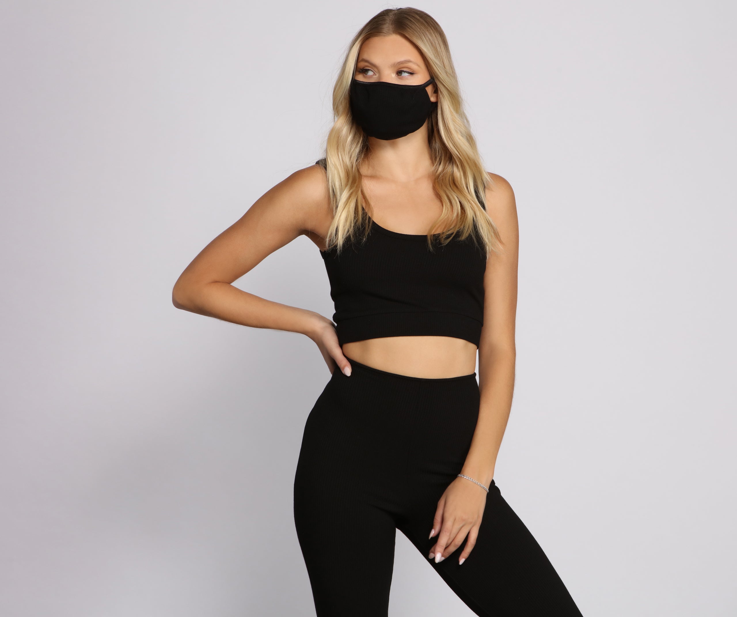 Scoop Neck Ribbed Knit Crop Top