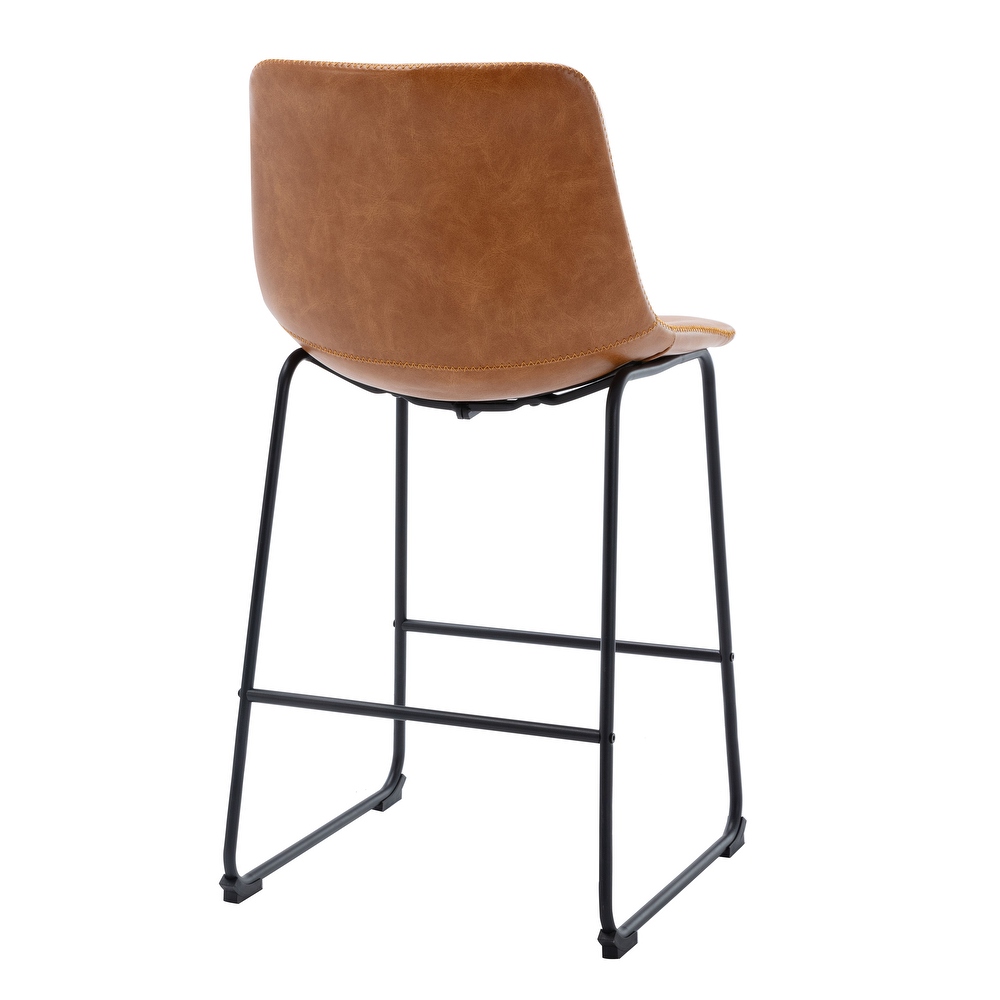 Corvus Thurso Faux Leather 24 inch Steel Counter Stool (Set of 2)