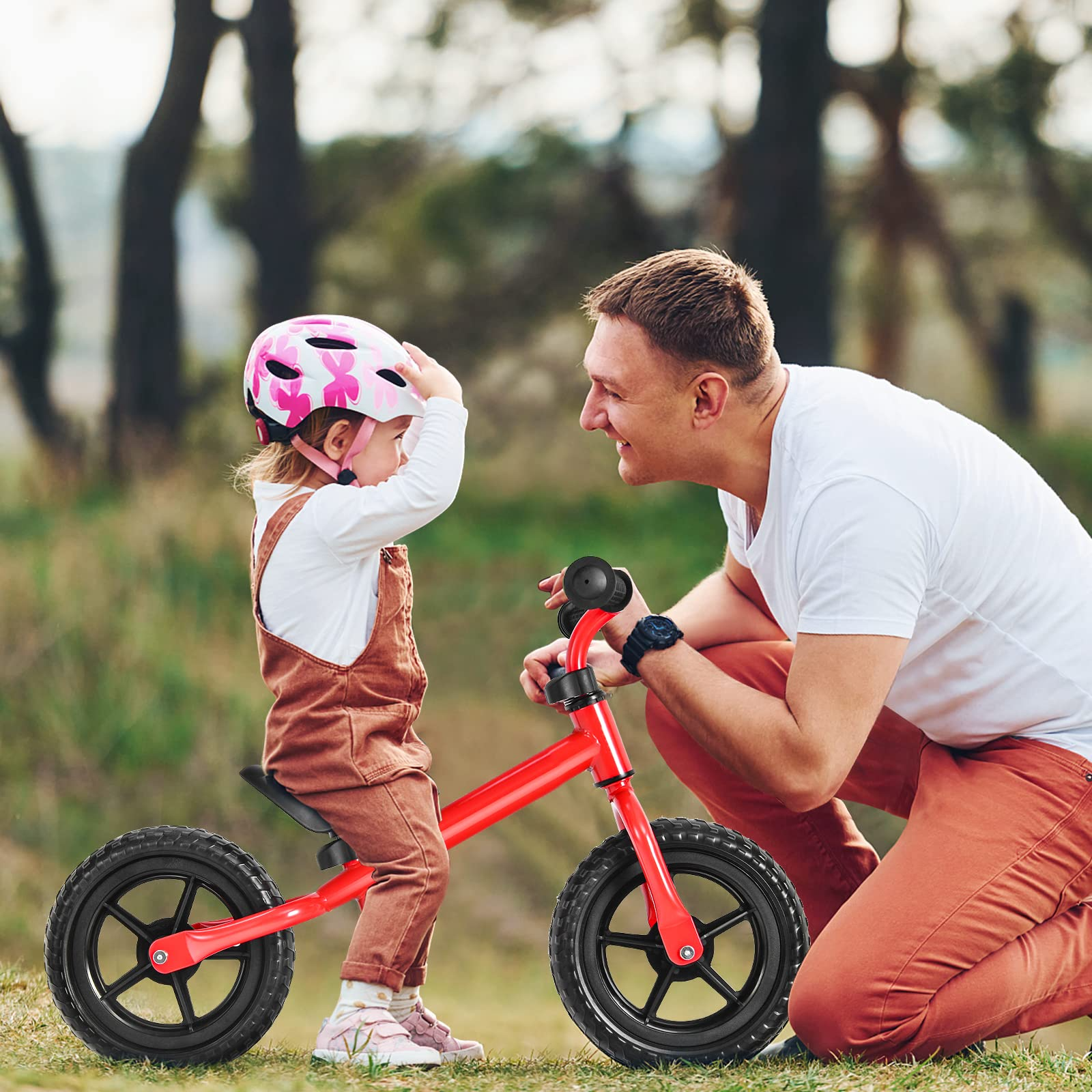 BABY JOY Kids Balance Bike, No Pedal Training Bicycle with Adjustable Handlebar & Seat and Puncture-Proof EVA Tires