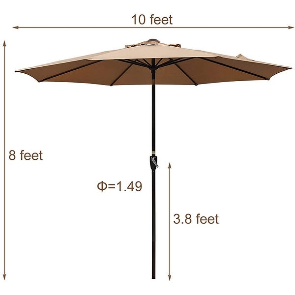 10FT Patio Umbrella Table Market Umbrella with Push Button Tilt， Polyester Canopy Shade - Overstock - 34180980