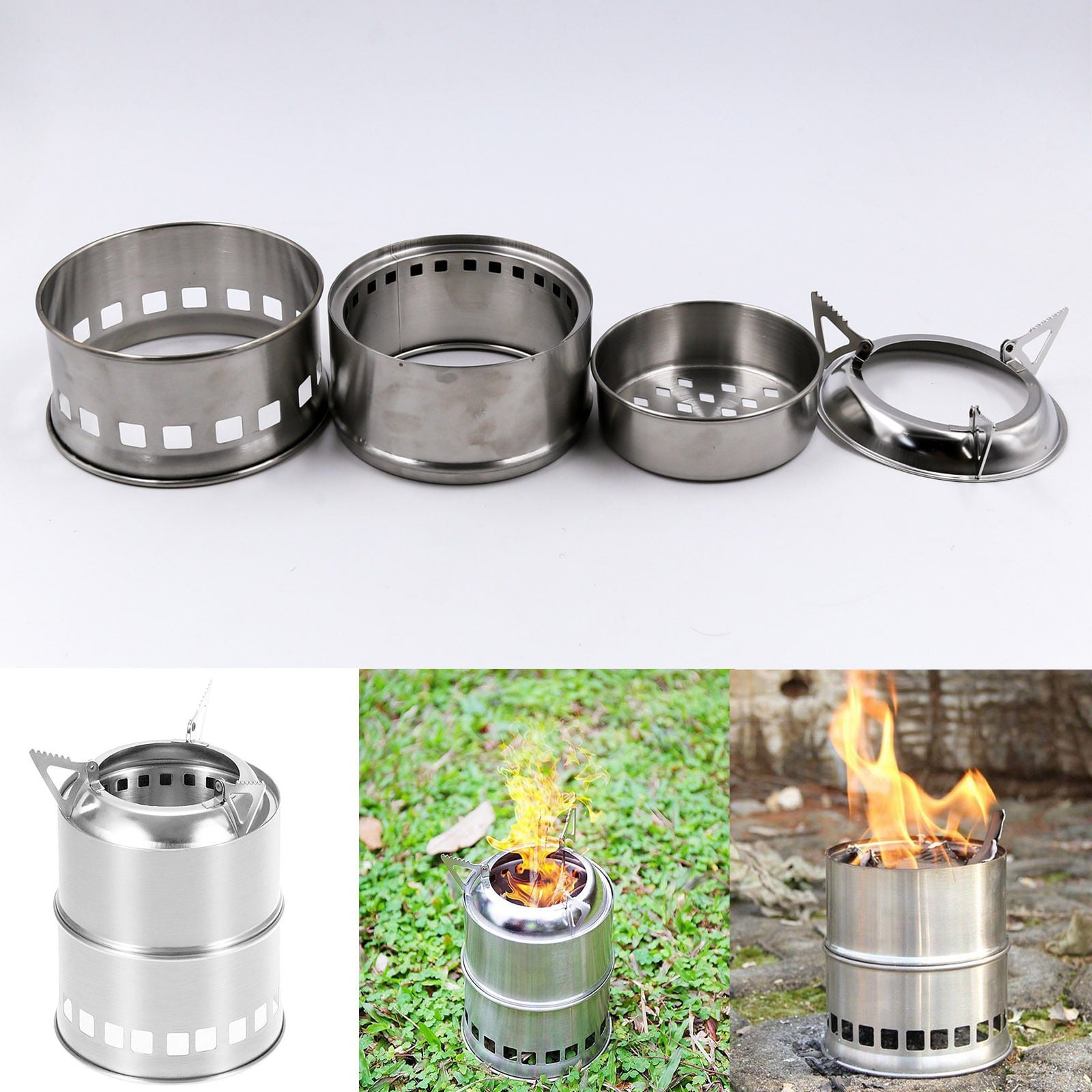 Outdoor Camping Wood-burning Stove Backpacking Portable Survival BBQ Panic Camping Stove