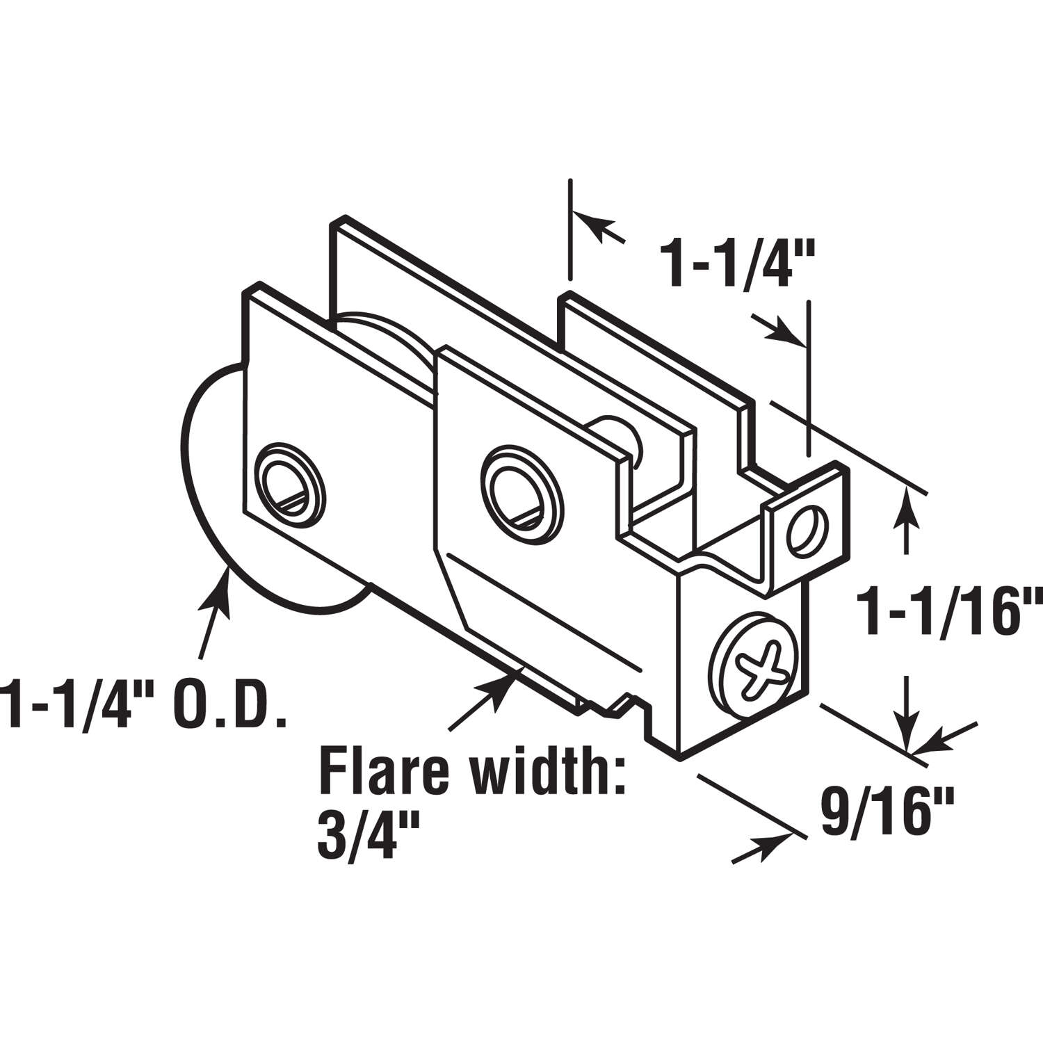 Prime-Line 1-1/4 in. D X 0.56 in. L Mill Nylon/Steel Roller Assembly 1 pk