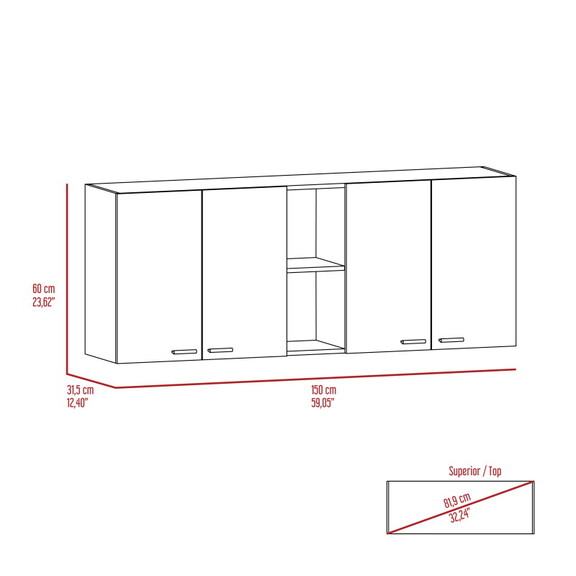 Portofino 150 Wall Cabinet  Double Door  Two Exter...