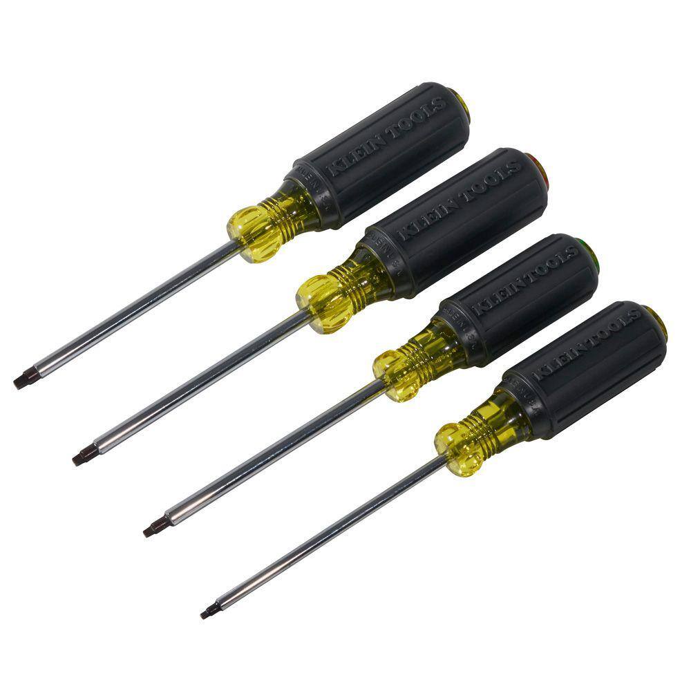 Klein Tools 4-Piece Square Recess Screwdriver Set- Cushion Grip Handles 85664