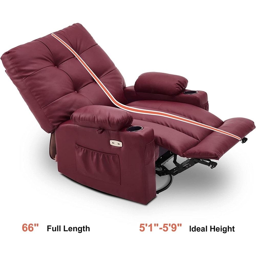 MCombo Large Power Swivel Glider Rocker Recliner Chair with Massage and Heat  Faux Leather 7748