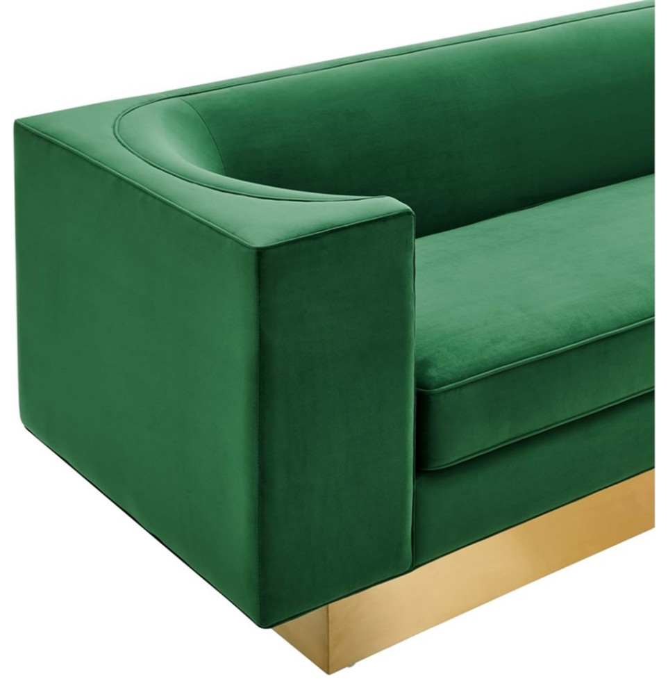 Modway Eminence Modern Performance Velvet Upholstered Sofa in Green/Gold   Contemporary   Sofas   by Homesquare  Houzz