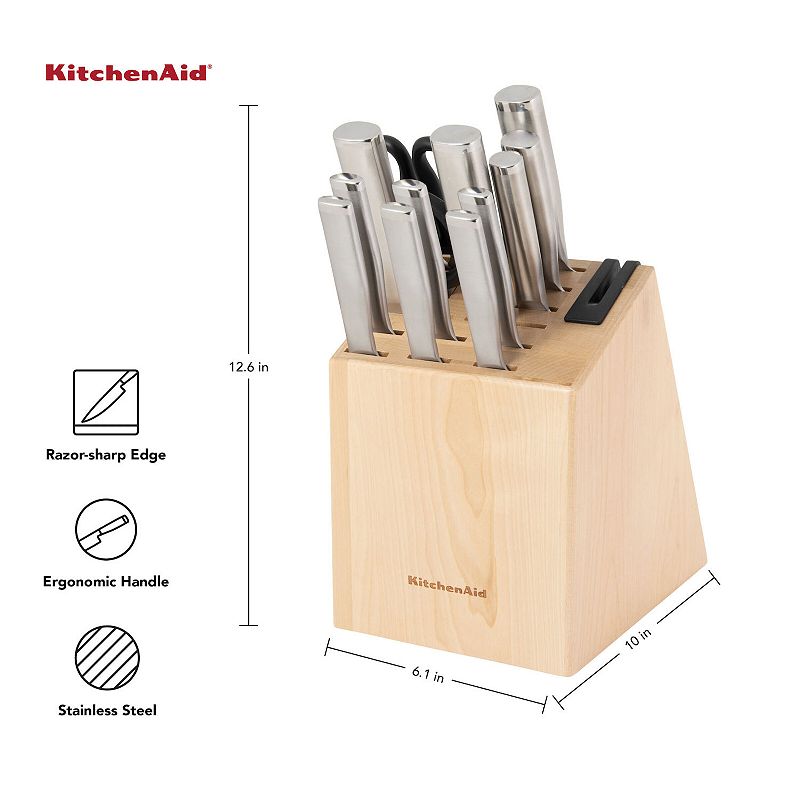 KitchenAid Gourmet Forged Knife Block Set with Built-in Knife Sharpener