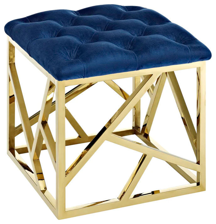 Piper Navy Gold Ottoman   Modern   Footstools And Ottomans   by Rustic Home Furniture Deco  Houzz