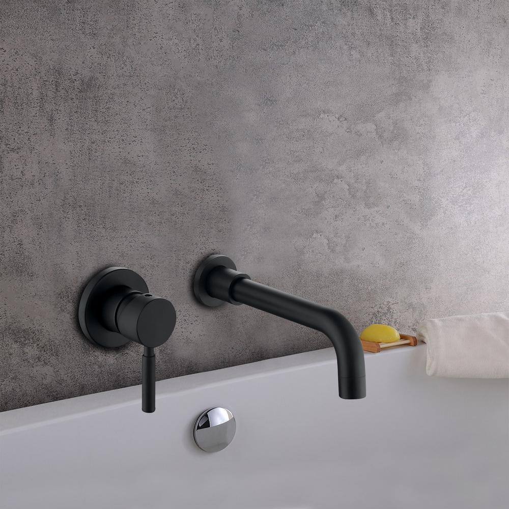 WELLFOR Single-Handle Wall Mount Bathroom Faucet in Matte Black WB-FA055MB