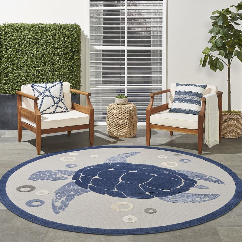 Nourison Aloha Coastal Sea Turtle Outdoor Rug