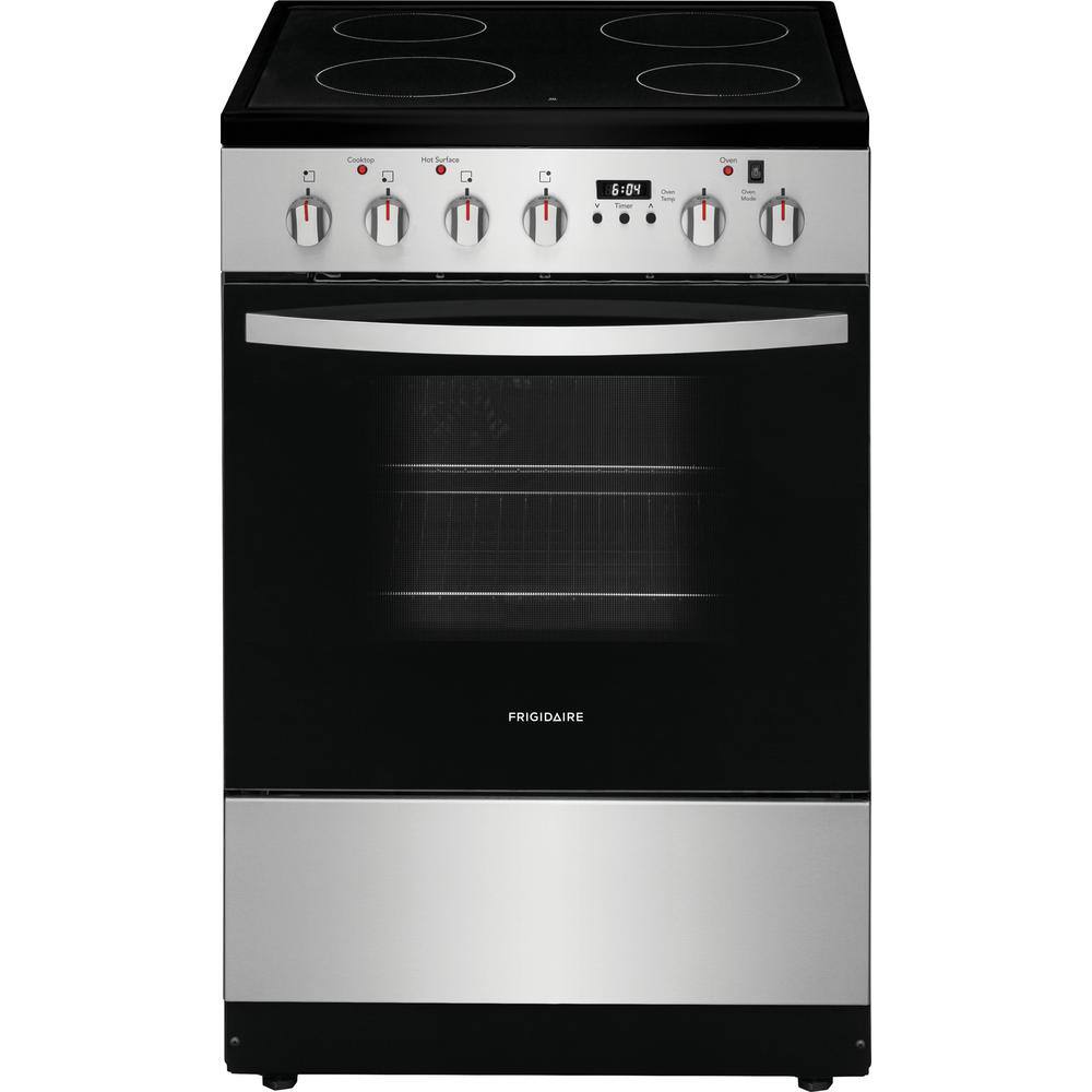 Frigidaire 24 in. Freestanding Electric Range in Stainless Steel with 4 Smoothtop Elements FCFE2425AS