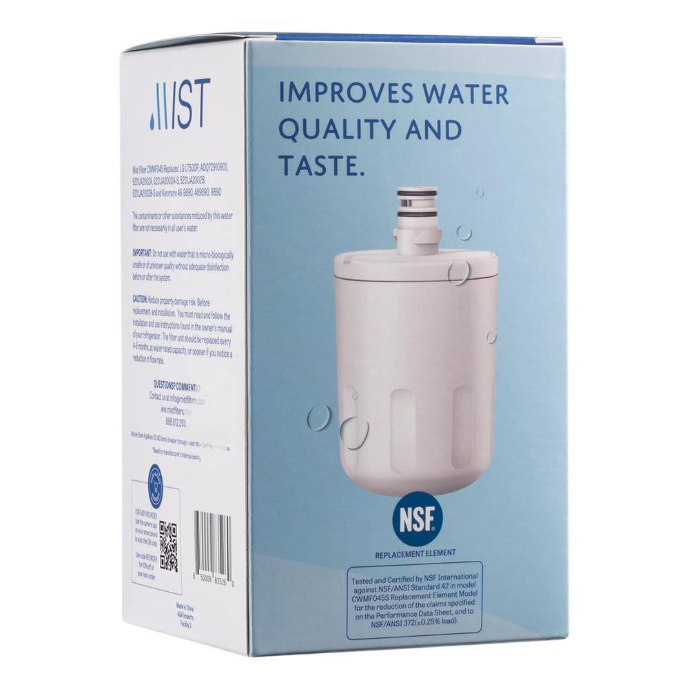 Mist 5231JA2002A  Water Filter Replacement  Compatible with LG LT500P GEN11042FR-08 ADQ72910911 Kenmore 46-9890 (2-Pack) 5231JA2002A CWMF245