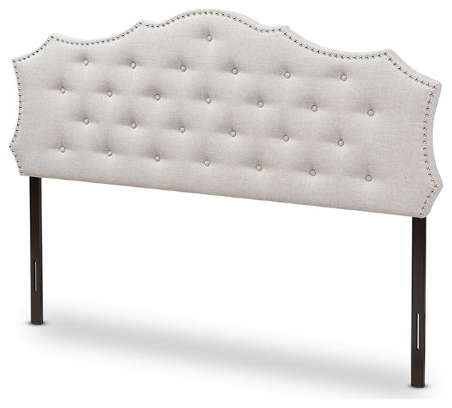 Aurora Modern and Contemporary Greyish Beige Fabric Queen Size Headboard   Transitional   Headboards   by Interiortrade  Houzz