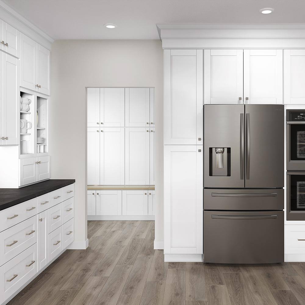 Hampton Bay Shaker 24 in. W x 12 in. D x 30 in. H Assembled Wall Kitchen Cabinet in Satin White KW2430-SSW